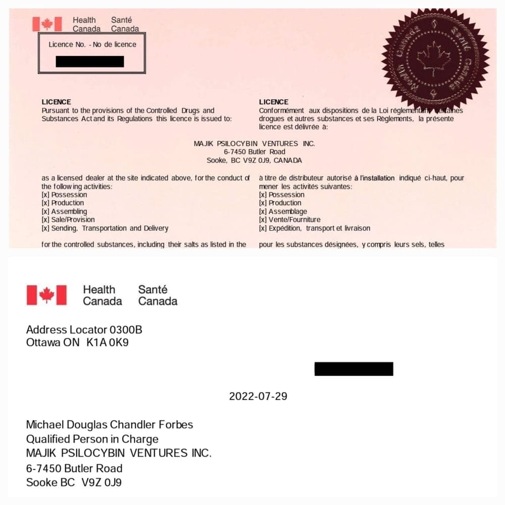 Majik Minds Health Canada Dealer's License